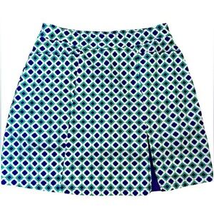 Golfher Skort - XS white , blue , green print , nylon spandex